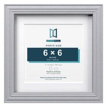 Devon Silver 8 x 8 inch picture frame with a white mount for a 6 x 6 inch photo