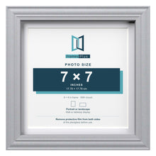 Devon Silver 8 x 8 inch picture frame with a white mount for a 7 x 7 inch photo