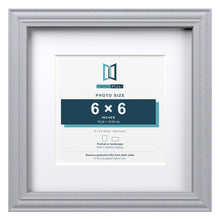 Devon Silver 9 x 9 inch picture frame with a white mount for a 6 x 6 inch photo