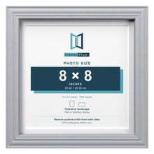Devon Silver 9 x 9 inch picture frame with a white mount for an 8 x 8 inch photo