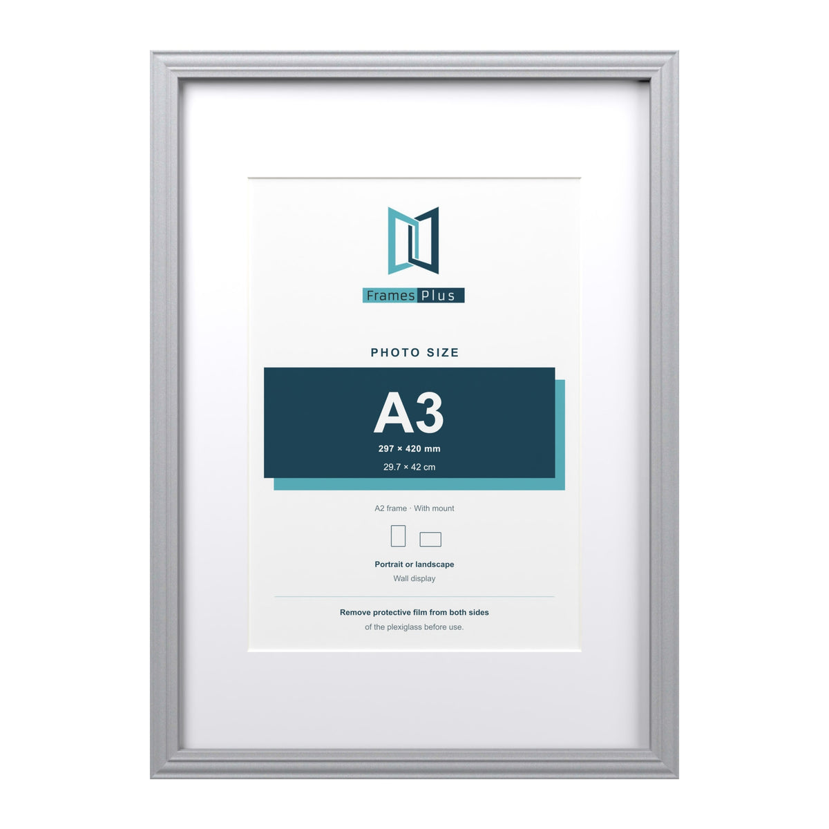 Devon Silver A2 picture frame with a white mount for an A3 photo