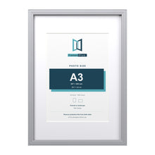 Devon Silver A2 picture frame with a white mount for an A3 photo