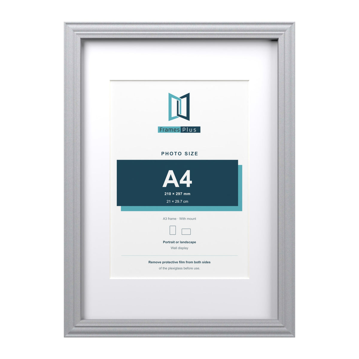 Devon Silver A3 picture frame with a white mount for an A4 photo