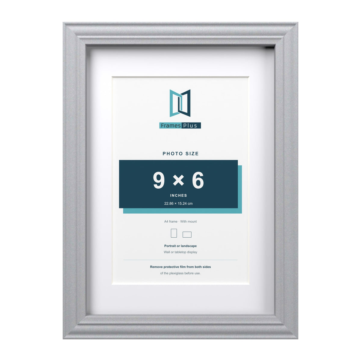 Devon Silver A4 picture frame with a white mount for a 9 x 6 inch photo