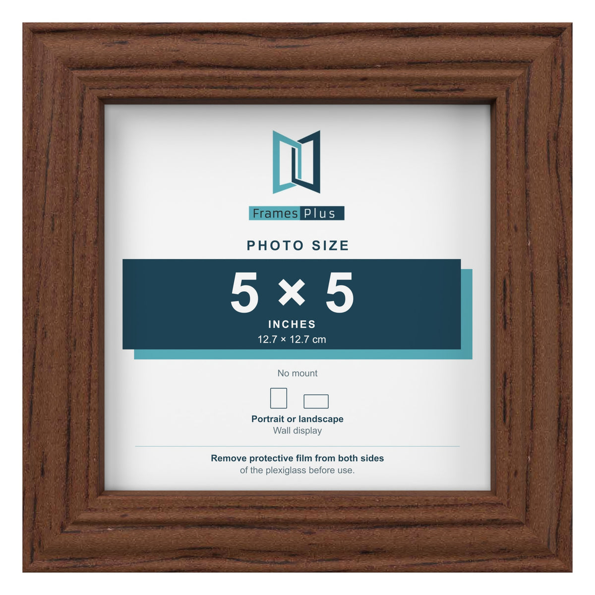 Devon Walnut picture frame for a 5 x 5 inch photo