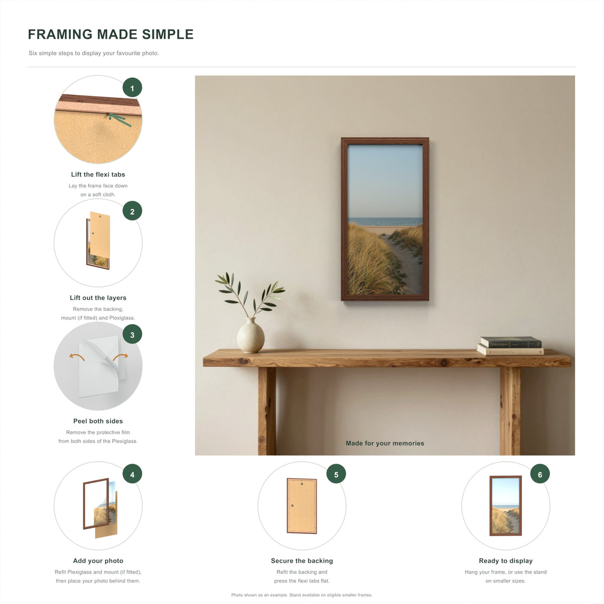 How to put a photo in a Devon Walnut picture frame in six steps