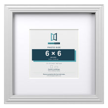 Devon White 10 x 10 inch picture frame with a white mount for a 6 x 6 inch photo