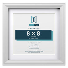 Devon White 10 x 10 inch picture frame with a white mount for an 8 x 8 inch photo