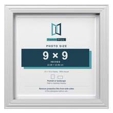 Devon White 10 x 10 inch picture frame with a white mount for a 9 x 9 inch photo