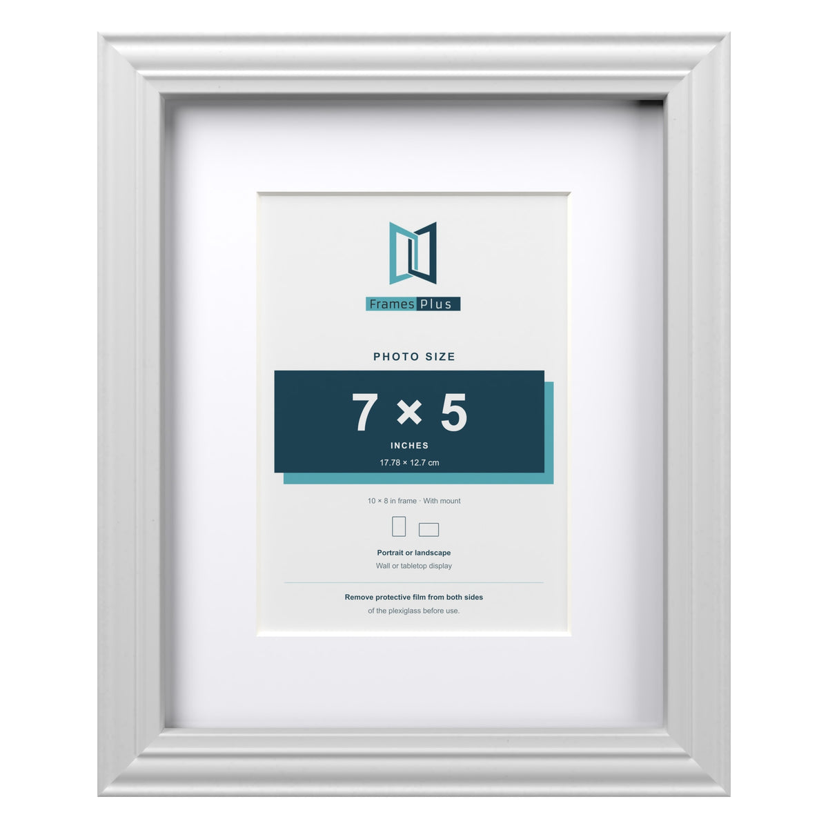 Devon White 10 x 8 inch picture frame with a white mount for a 7 x 5 inch photo