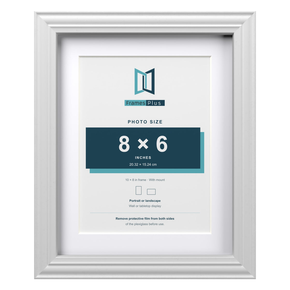 Devon White 10 x 8 inch picture frame with a white mount for an 8 x 6 inch photo