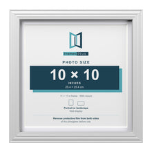 Devon White 11 x 11 inch picture frame with a white mount for a 10 x 10 inch photo