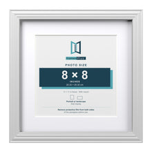 Devon White 11 x 11 inch picture frame with a white mount for an 8 x 8 inch photo