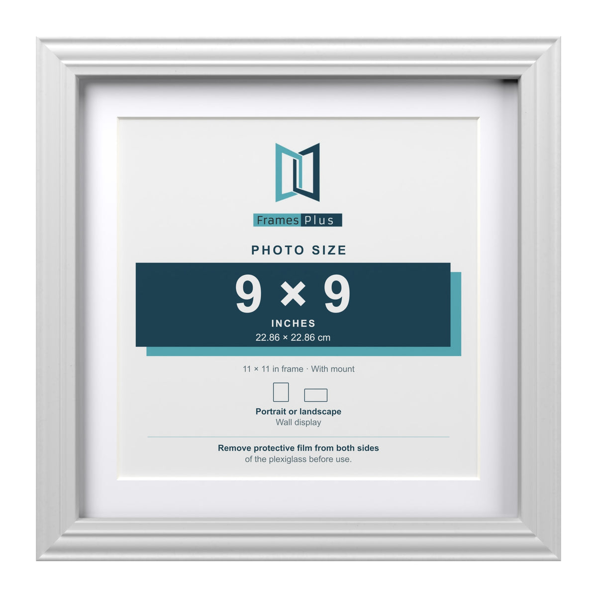 Devon White 11 x 11 inch picture frame with a white mount for a 9 x 9 inch photo
