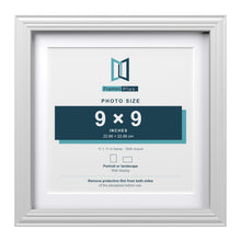 Devon White 11 x 11 inch picture frame with a white mount for a 9 x 9 inch photo