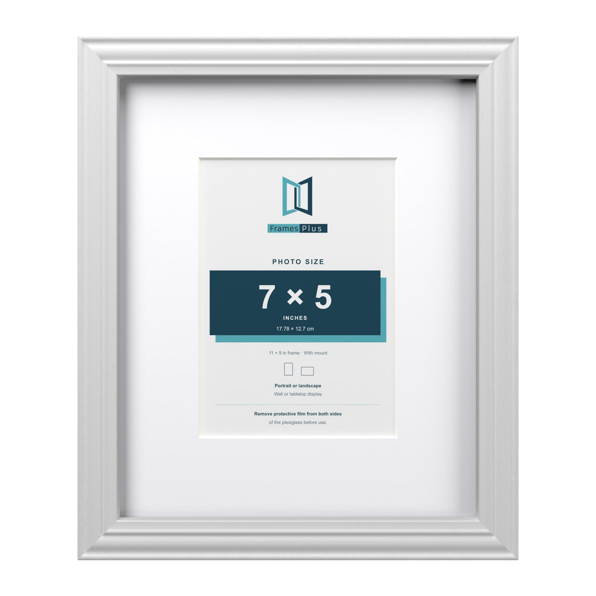Devon White 11 x 9 inch picture frame with a white mount for a 7 x 5 inch photo