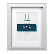 Devon White 11 x 9 inch picture frame with a white mount for an 8 x 6 inch photo