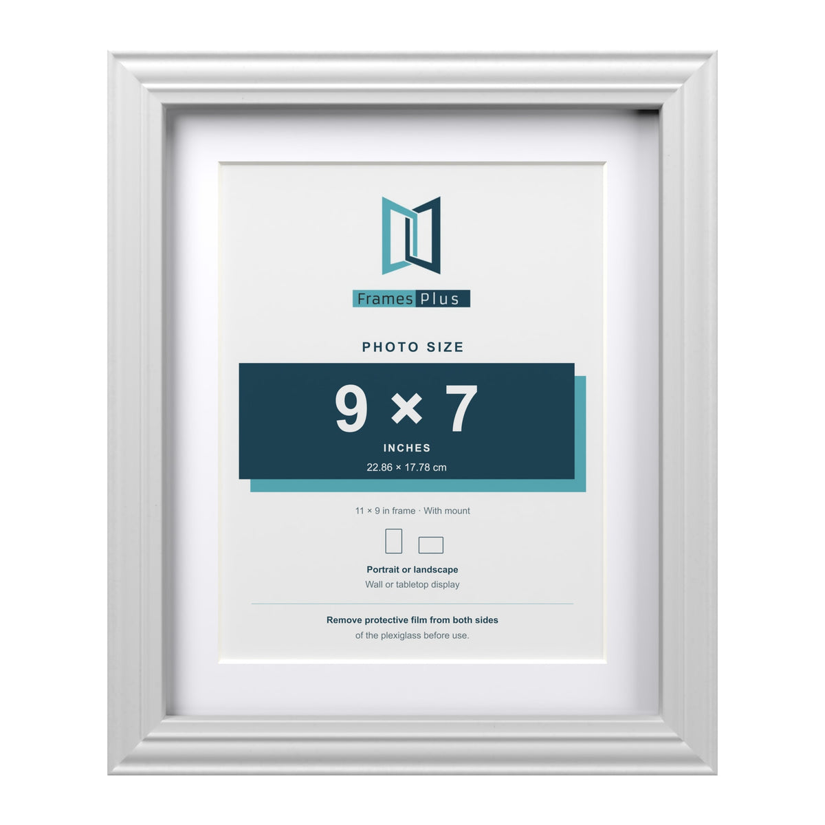 Devon White 11 x 9 inch picture frame with a white mount for a 9 x 7 inch photo