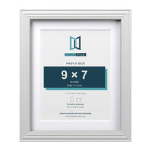 Devon White 11 x 9 inch picture frame with a white mount for a 9 x 7 inch photo