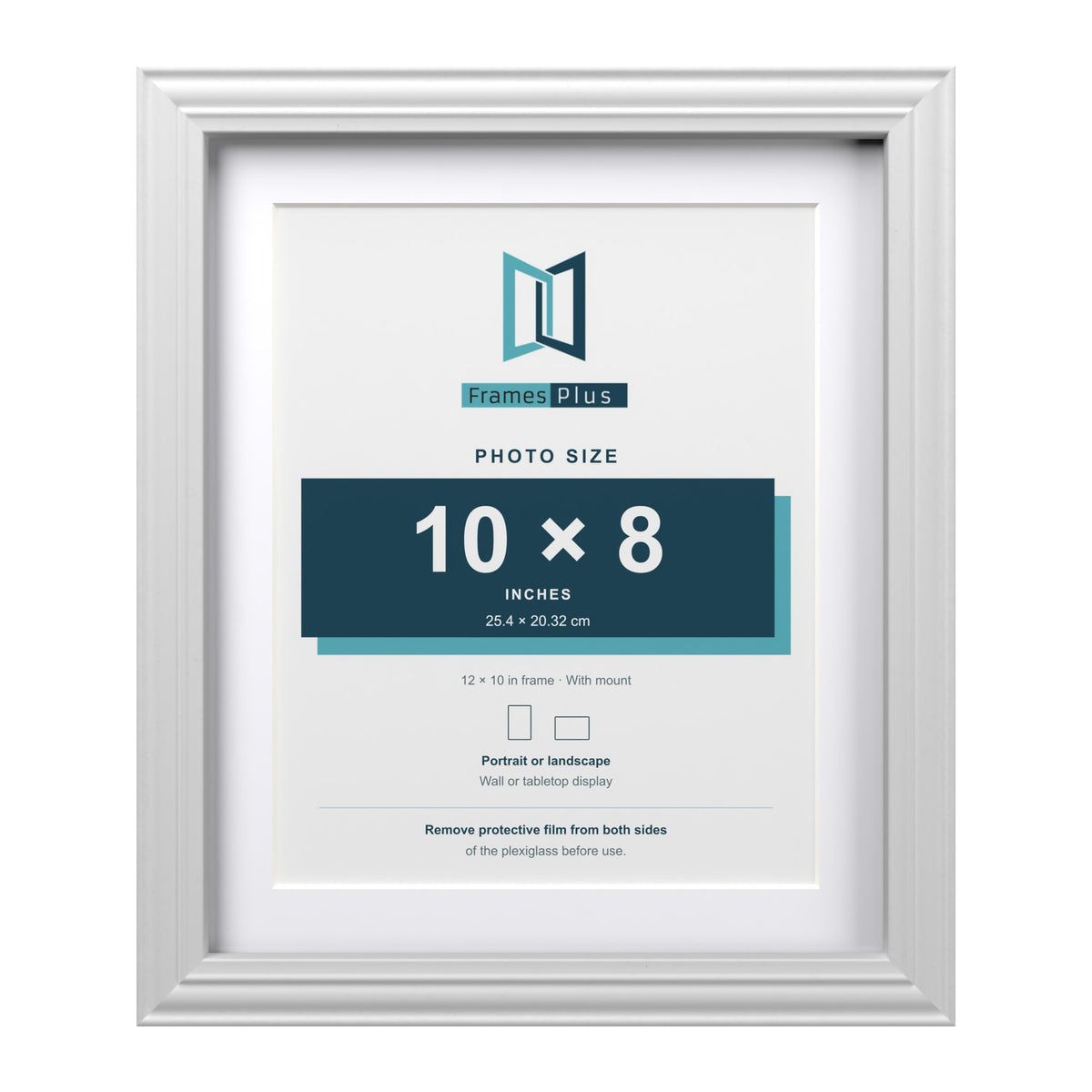 Devon White 12 x 10 inch picture frame with a white mount for a 10 x 8 inch photo