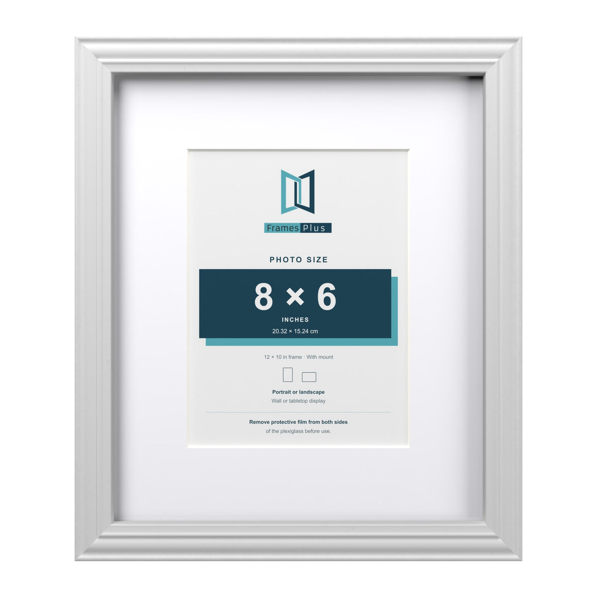 Devon White 12 x 10 inch picture frame with a white mount for an 8 x 6 inch photo