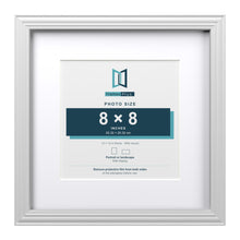 Devon White 12 x 12 inch picture frame with a white mount for an 8 x 8 inch photo