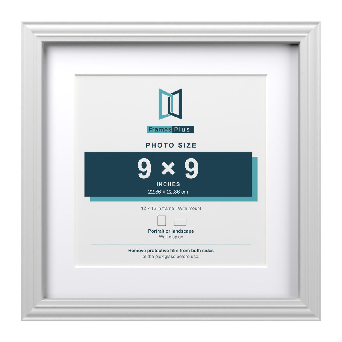 Devon White 12 x 12 inch picture frame with a white mount for a 9 x 9 inch photo