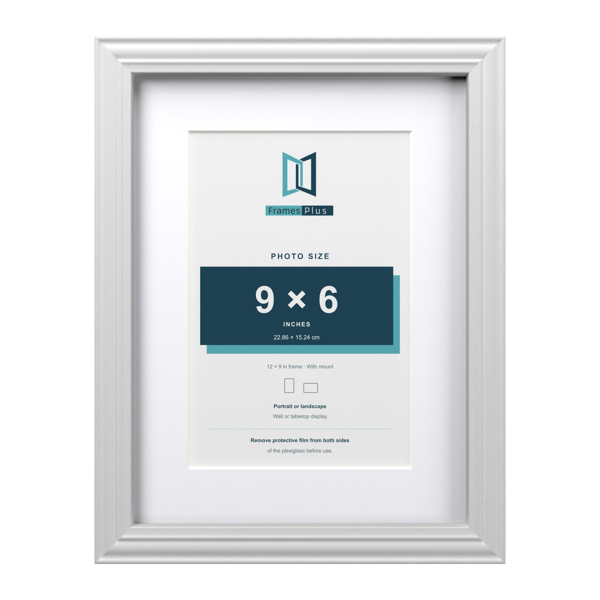 Devon White 12 x 9 inch picture frame with a white mount for a 9 x 6 inch photo