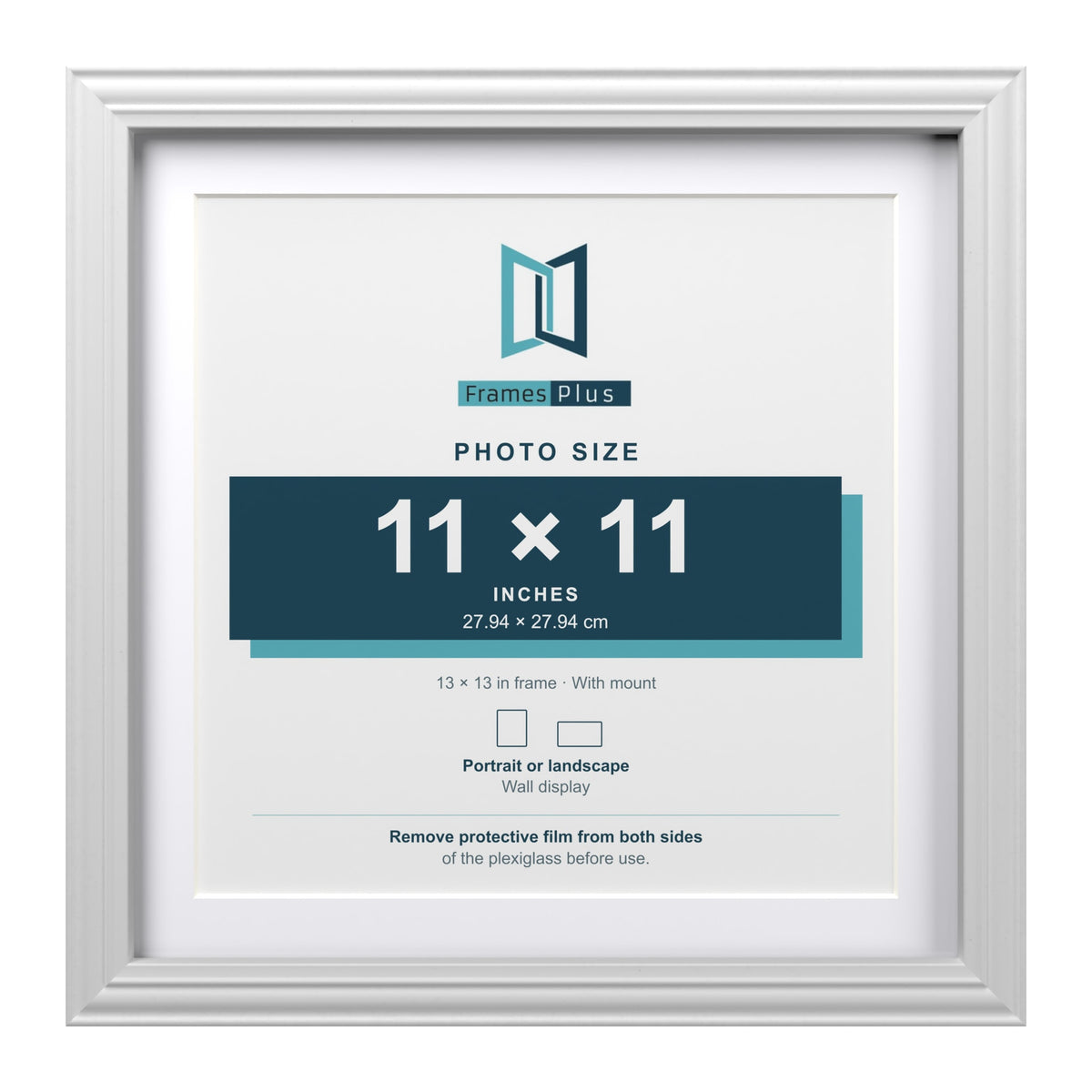 Devon White 13 x 13 inch picture frame with a white mount for an 11 x 11 inch photo