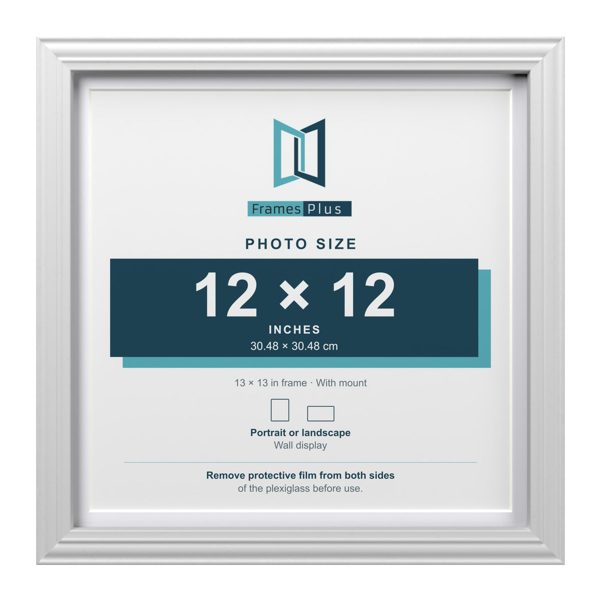 Devon White 13 x 13 inch picture frame with a white mount for a 12 x 12 inch photo