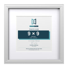 Devon White 13 x 13 inch picture frame with a white mount for a 9 x 9 inch photo