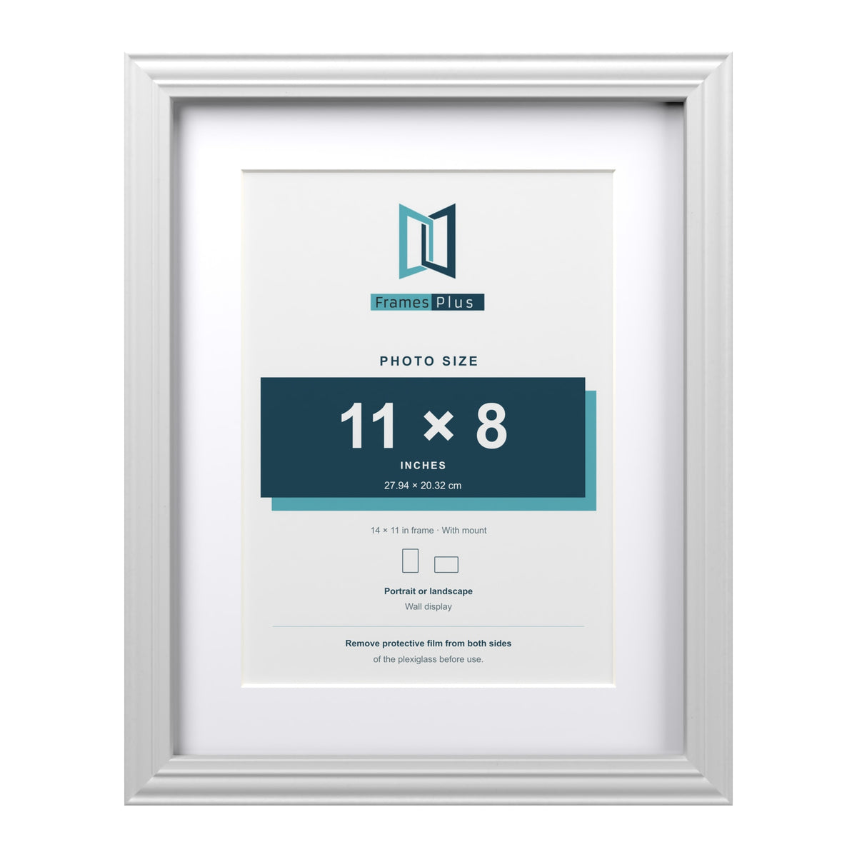 Devon White 14 x 11 inch picture frame with a white mount for an 11 x 8 inch photo