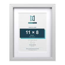 Devon White 14 x 11 inch picture frame with a white mount for an 11 x 8 inch photo