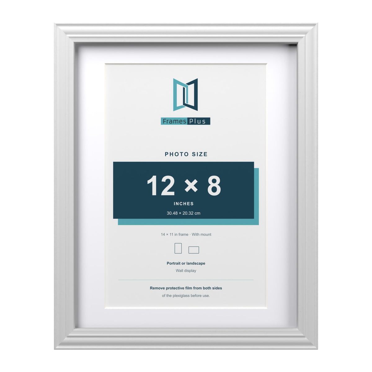 Devon White 14 x 11 inch picture frame with a white mount for a 12 x 8 inch photo
