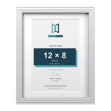 Devon White 14 x 11 inch picture frame with a white mount for a 12 x 8 inch photo