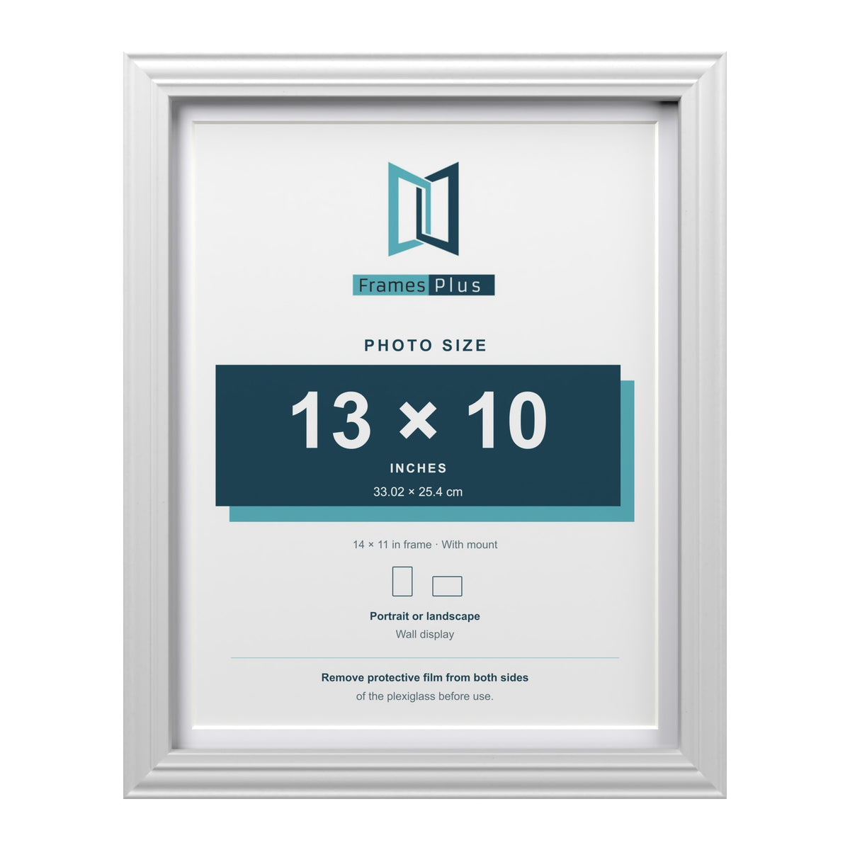 Devon White 14 x 11 inch picture frame with a white mount for a 13 x 10 inch photo