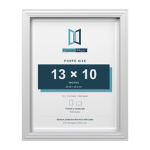 Devon White 14 x 11 inch picture frame with a white mount for a 13 x 10 inch photo