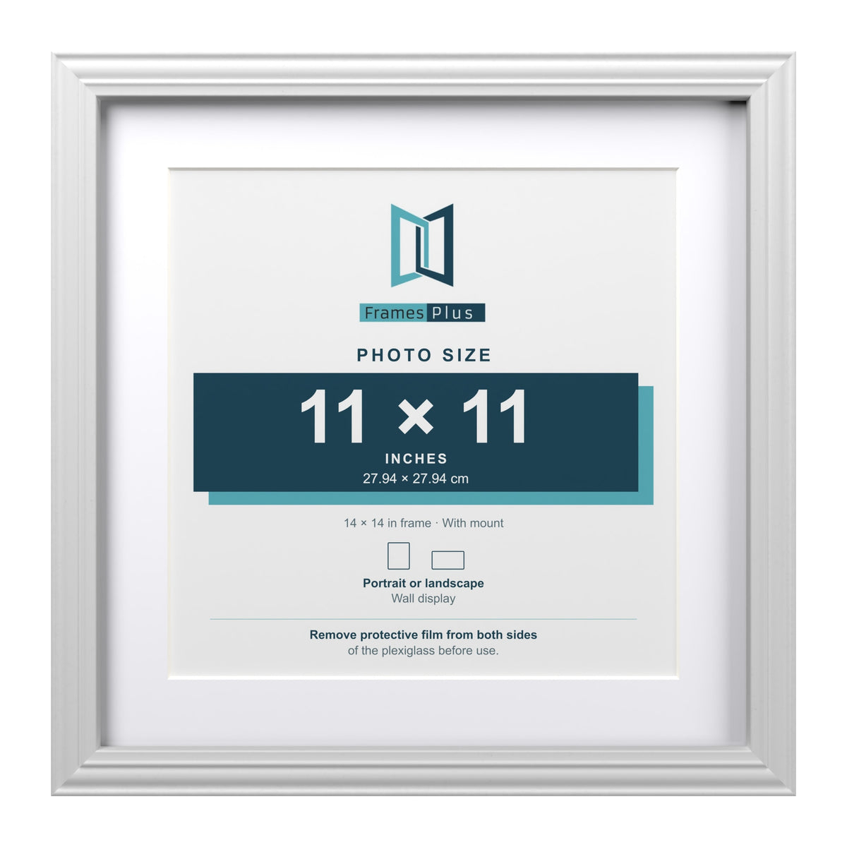Devon White 14 x 14 inch picture frame with a white mount for an 11 x 11 inch photo