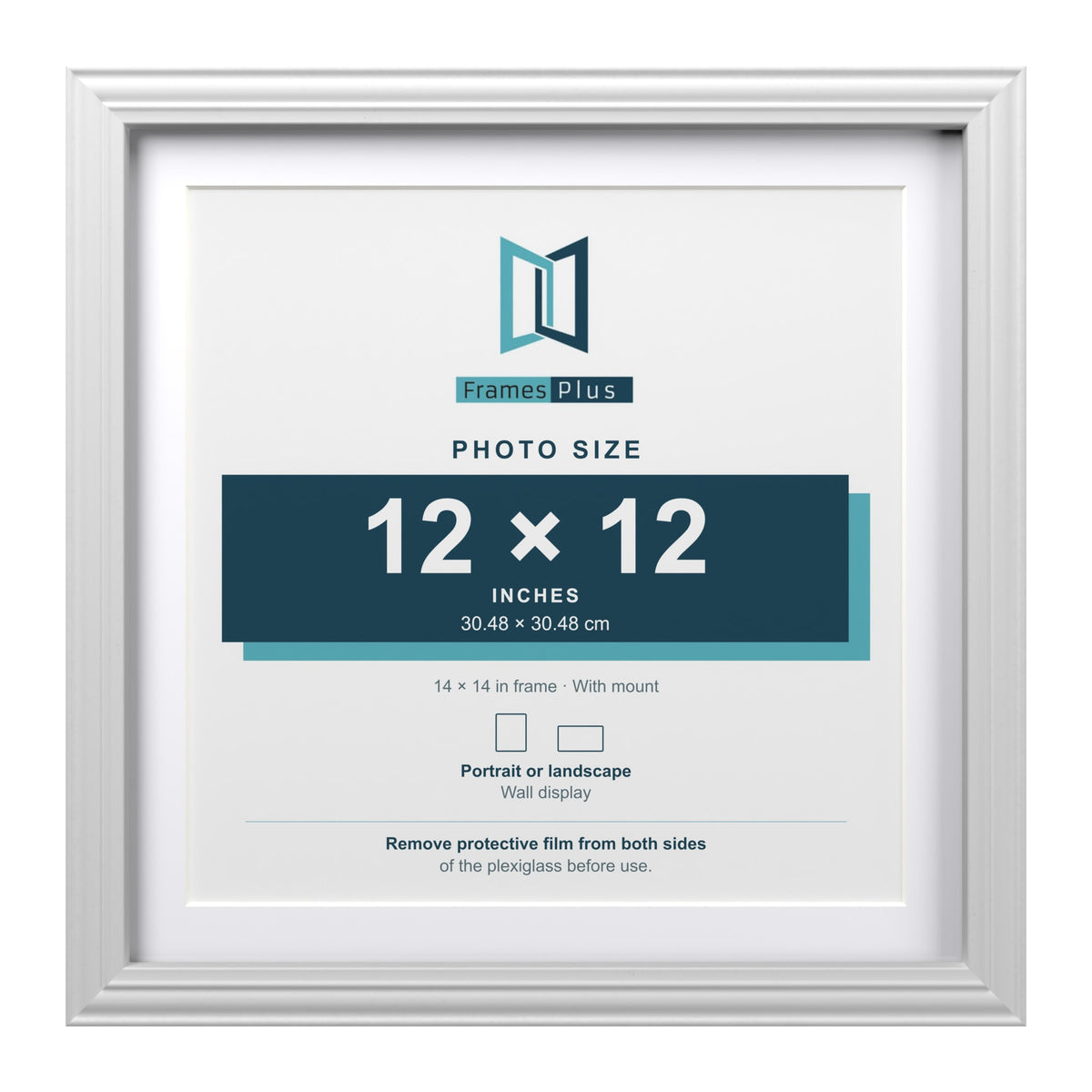 Devon White 14 x 14 inch picture frame with a white mount for a 12 x 12 inch photo