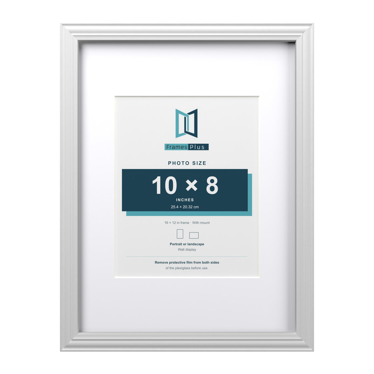 Devon White 16 x 12 inch picture frame with a white mount for a 10 x 8 inch photo