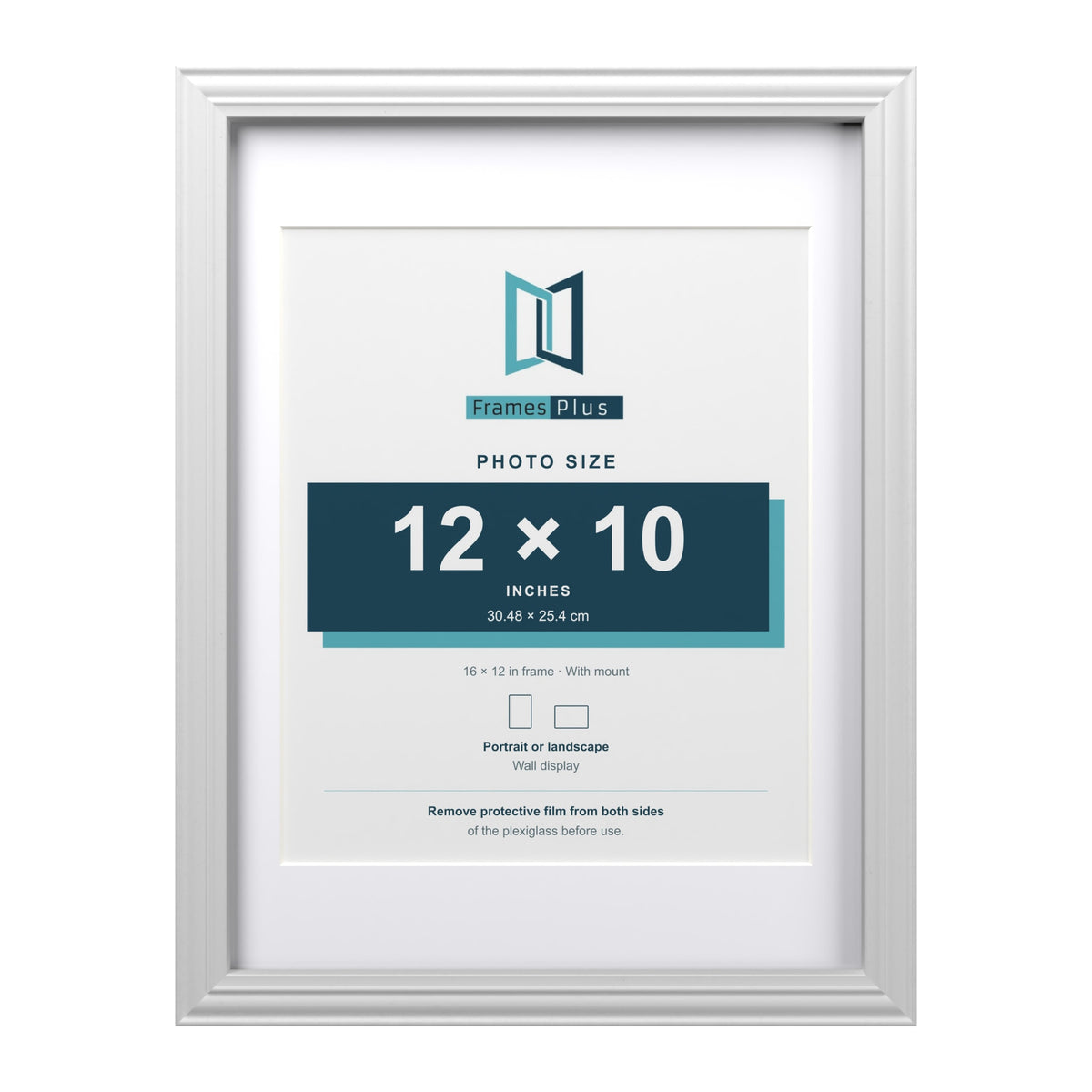 Devon White 16 x 12 inch picture frame with a white mount for a 12 x 10 inch photo