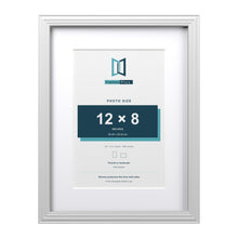 Devon White 16 x 12 inch picture frame with a white mount for a 12 x 8 inch photo