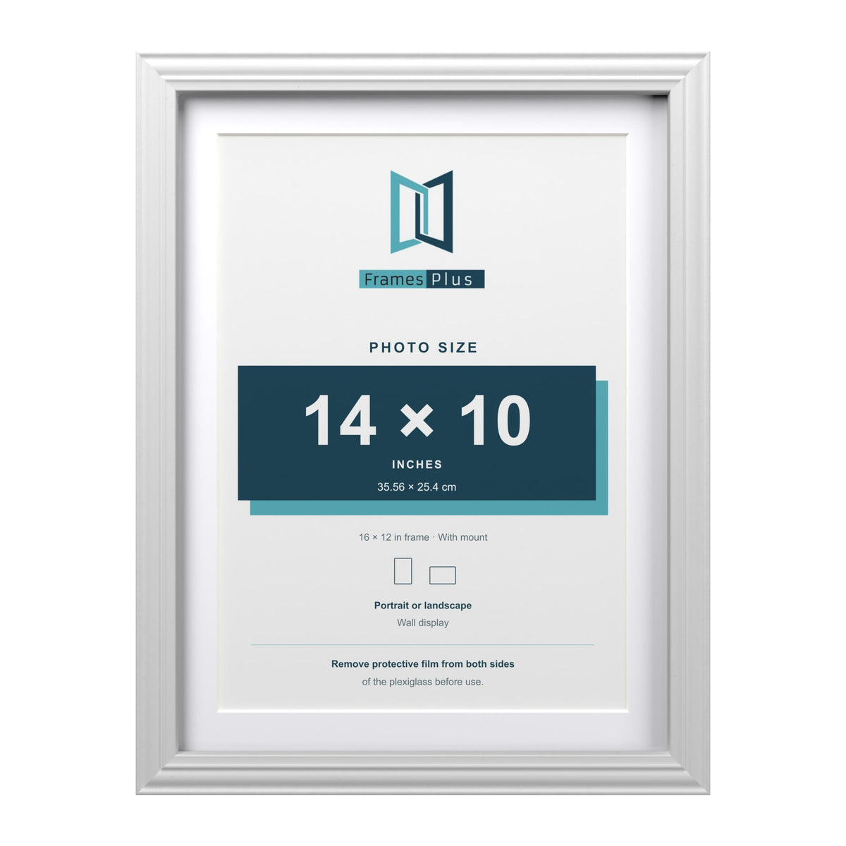 Devon White 16 x 12 inch picture frame with a white mount for a 14 x 10 inch photo
