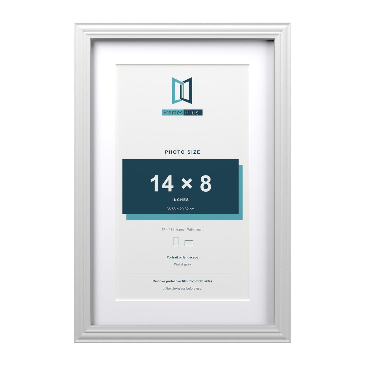 Devon White 17 x 11 inch picture frame with a white mount for a 14 x 8 inch photo