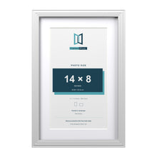 Devon White 17 x 11 inch picture frame with a white mount for a 14 x 8 inch photo