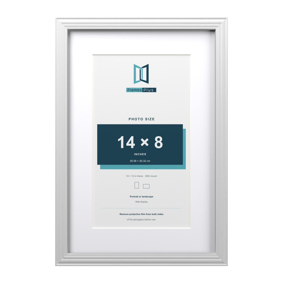 Devon White 18 x 12 inch picture frame with a white mount for a 14 x 8 inch photo