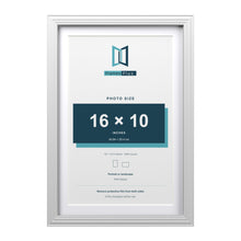 Devon White 18 x 12 inch picture frame with a white mount for a 16 x 10 inch photo