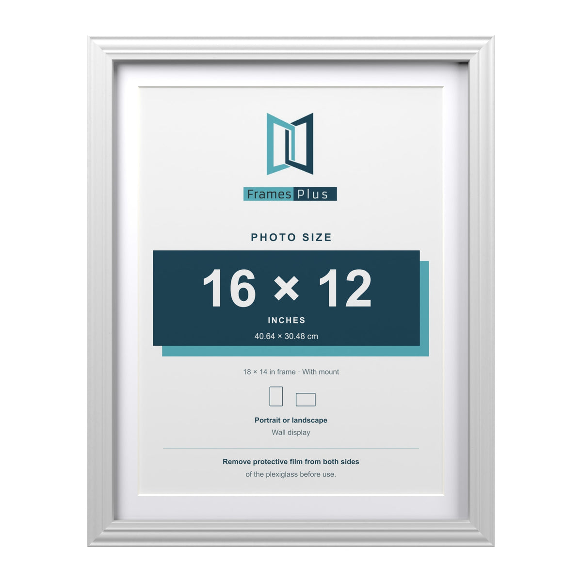 Devon White 18 x 14 inch picture frame with a white mount for a 16 x 12 inch photo