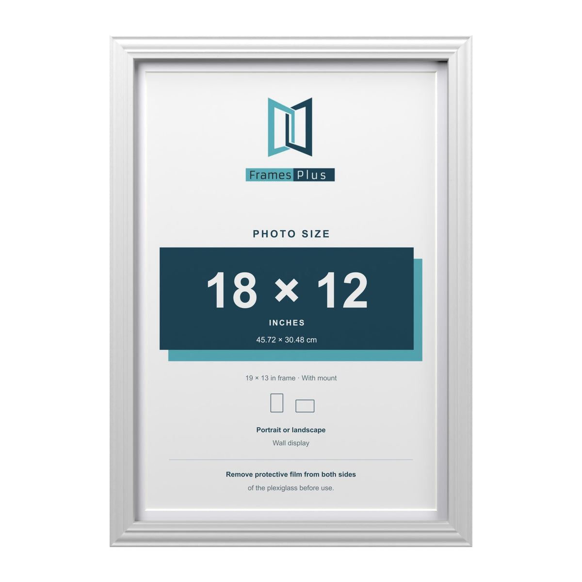 Devon White 19 x 13 inch picture frame with a white mount for an 18 x 12 inch photo