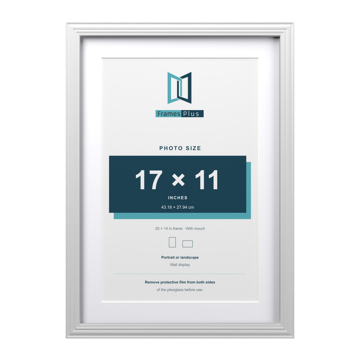 Devon White 20 x 14 inch picture frame with a white mount for a 17 x 11 inch photo